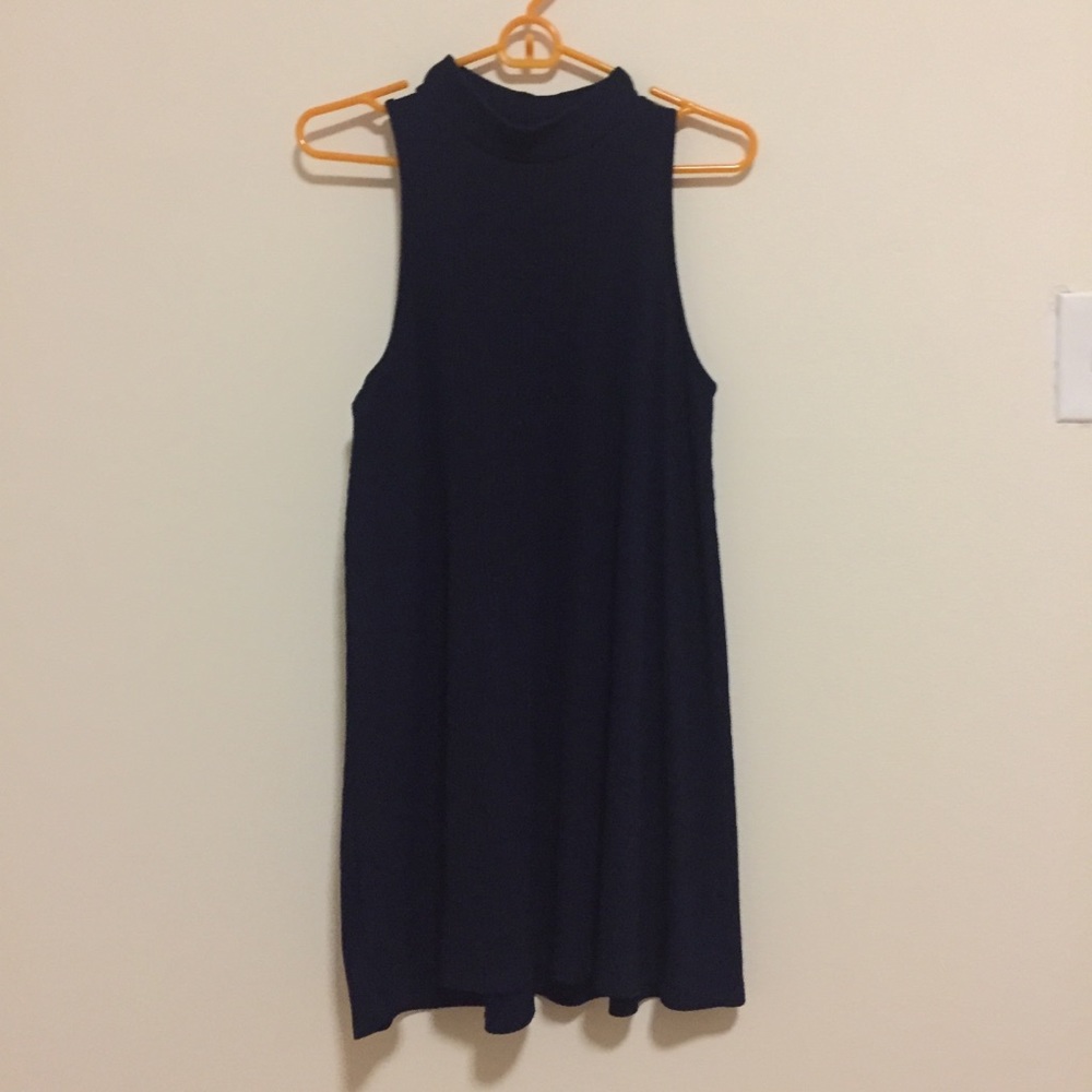 Charlotte Russe mock neck ribbed navy tank dress